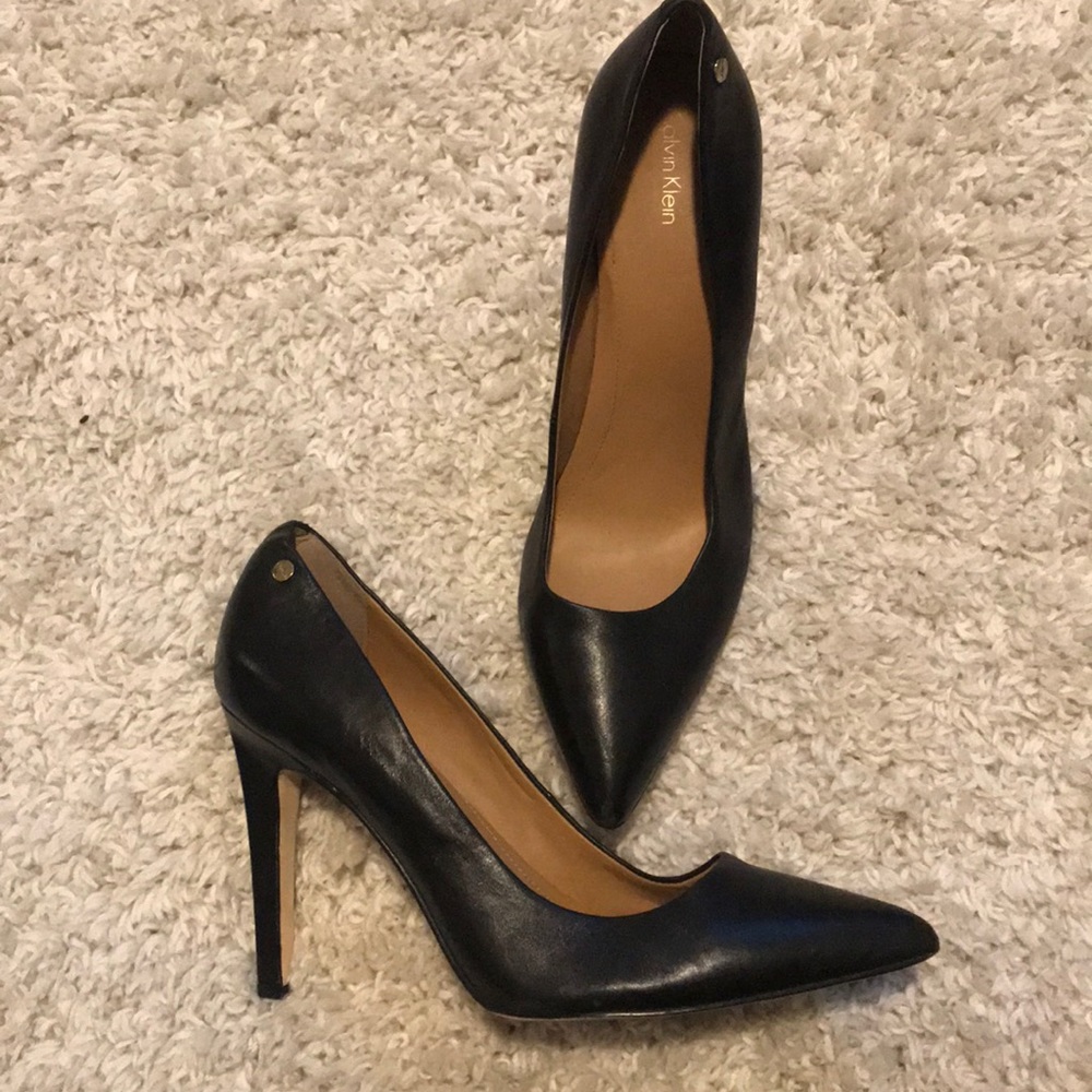 Calvin Klein Black Leather Pump High Heels